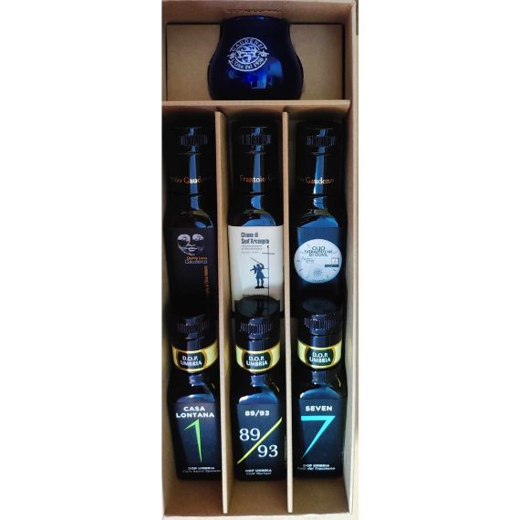 Zestaw degustacyjny oliwa z oliwek z Umbrii 6 sztuk i naczynie do serwowania 2